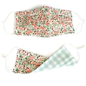 3/$30! Reversible Pink & Green Gingham Face Mask